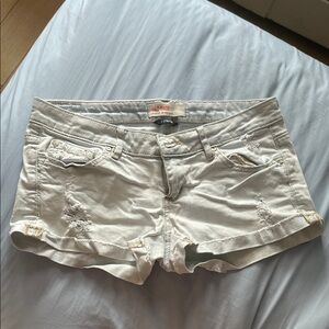 Garage Cream Distressed Denim Jean Shorts